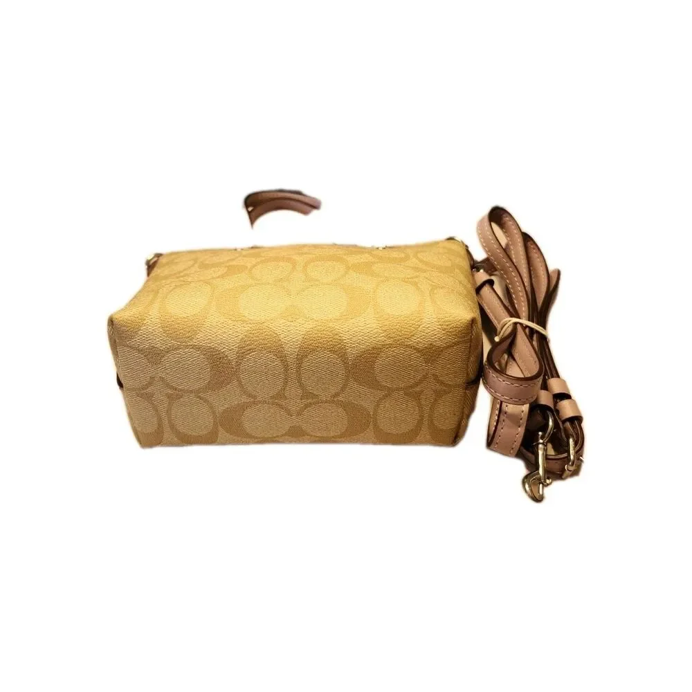 Coach Mini Gallery Satchel Crossbody In Signature Canvas 2 way Taupe Lilac NEW - Picture 8 of 16